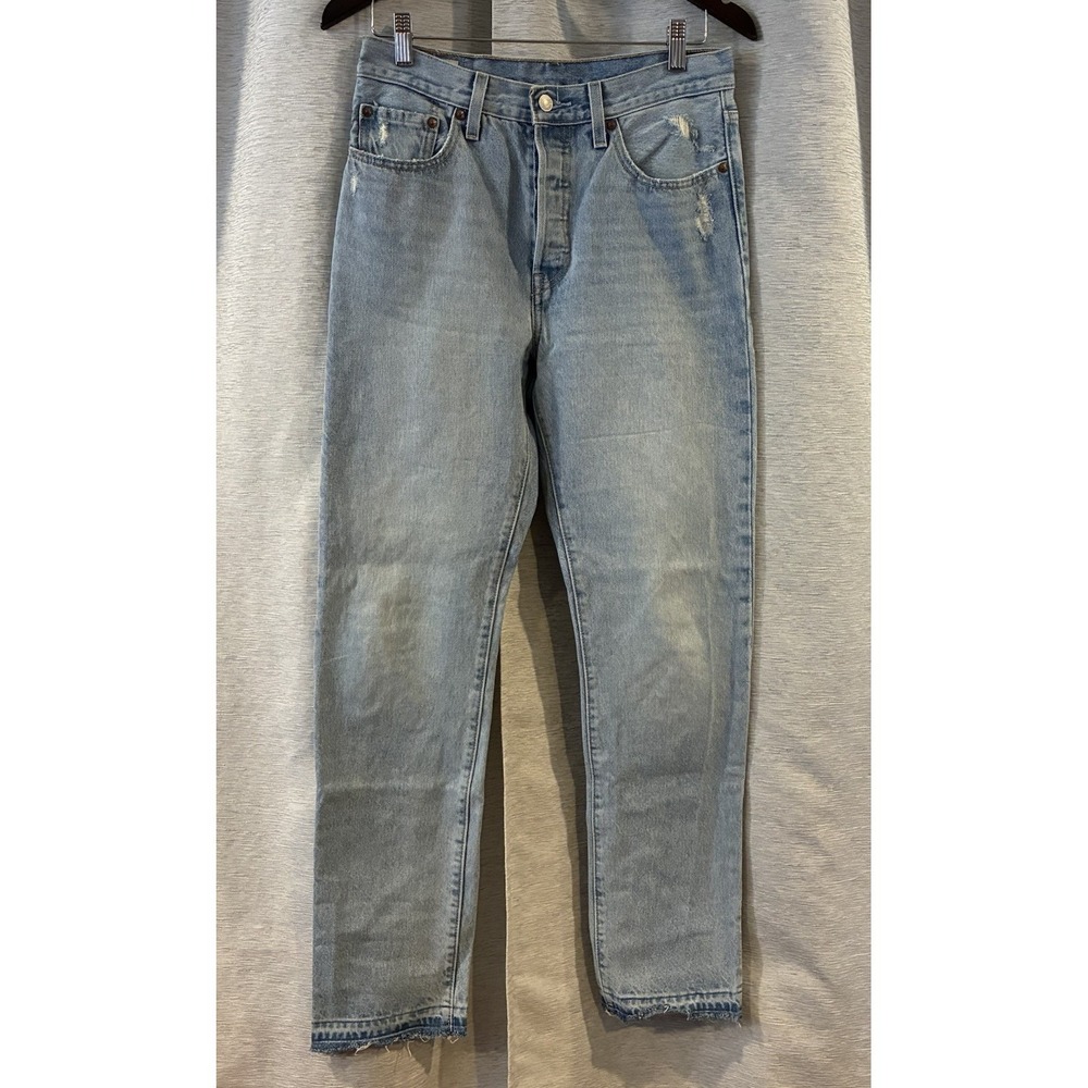 Levi's 501 Jeans Womens 28X32 Light Blue Straight Button Fly Premium